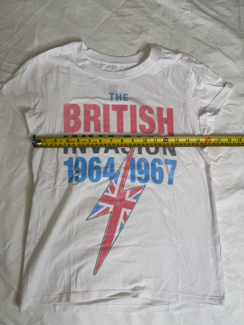 Urban Outfitters British Invasion Graphic Tee Y2K Lightning White Cotton S - Picture 7 of 9